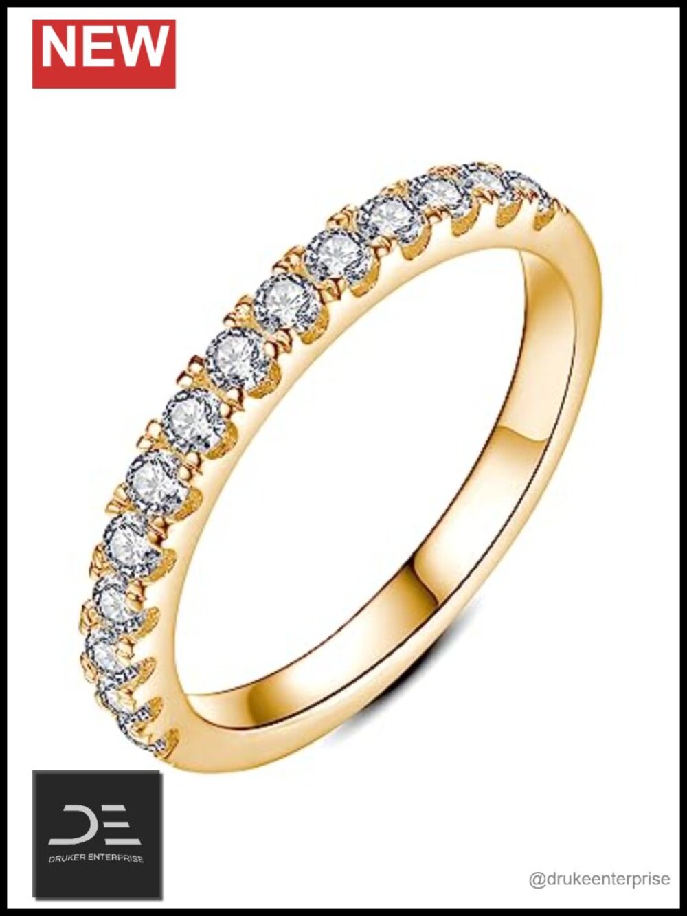 Moissanite Eternity Stackable Wedding Band 925 Sterling Silver 18K White Gold